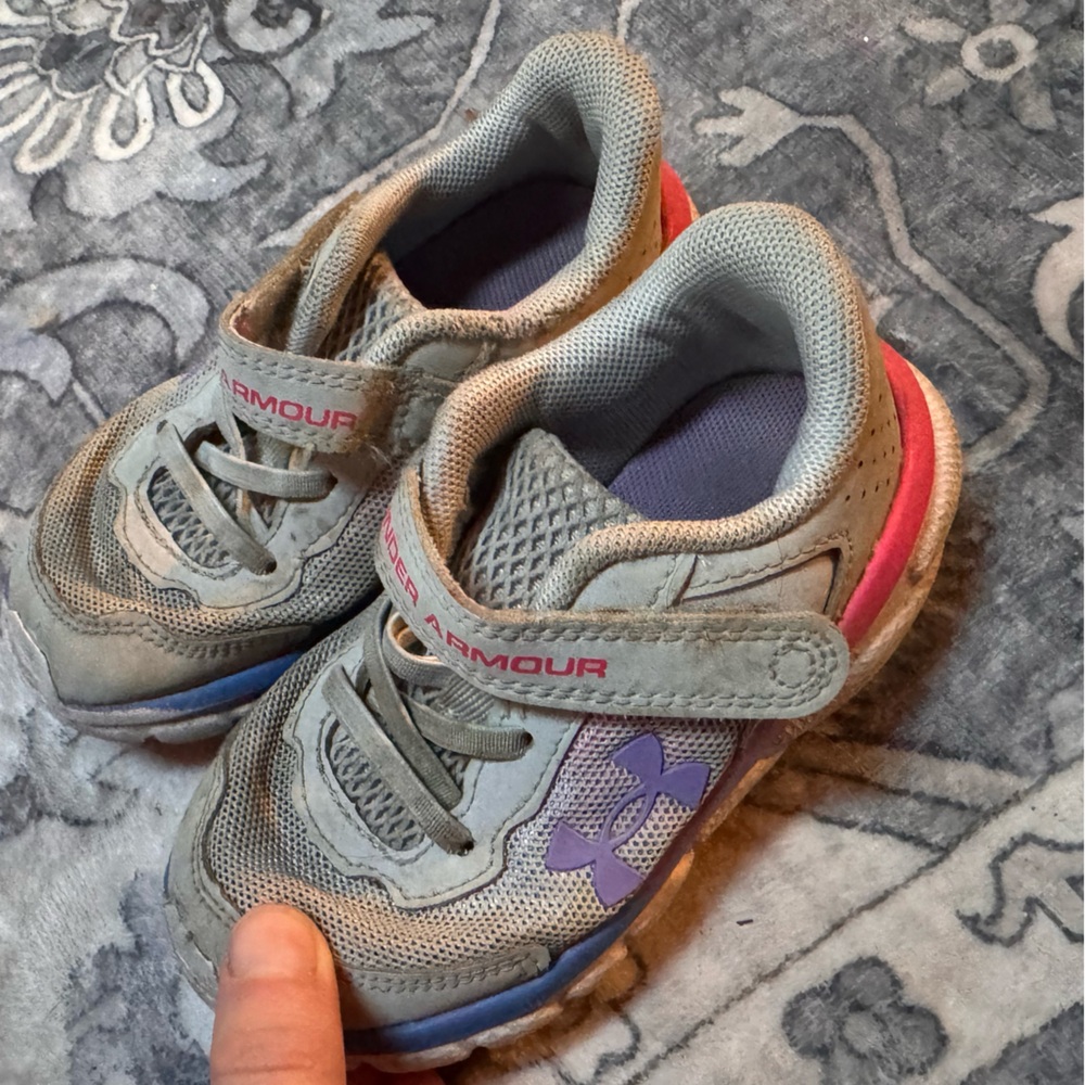 Under Armour Kids' Gray and Pink Shoes toddler size 7